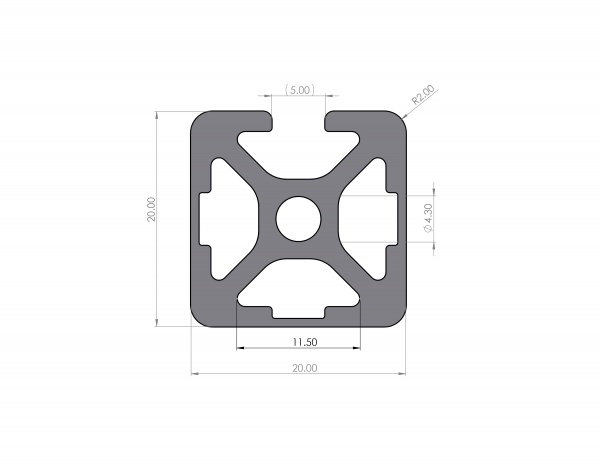 Aluminum profile 20x20 groove 5 I-type 3N